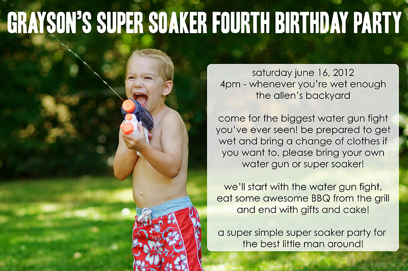 Grayson’s Super Soaker Fourth Birthday Party