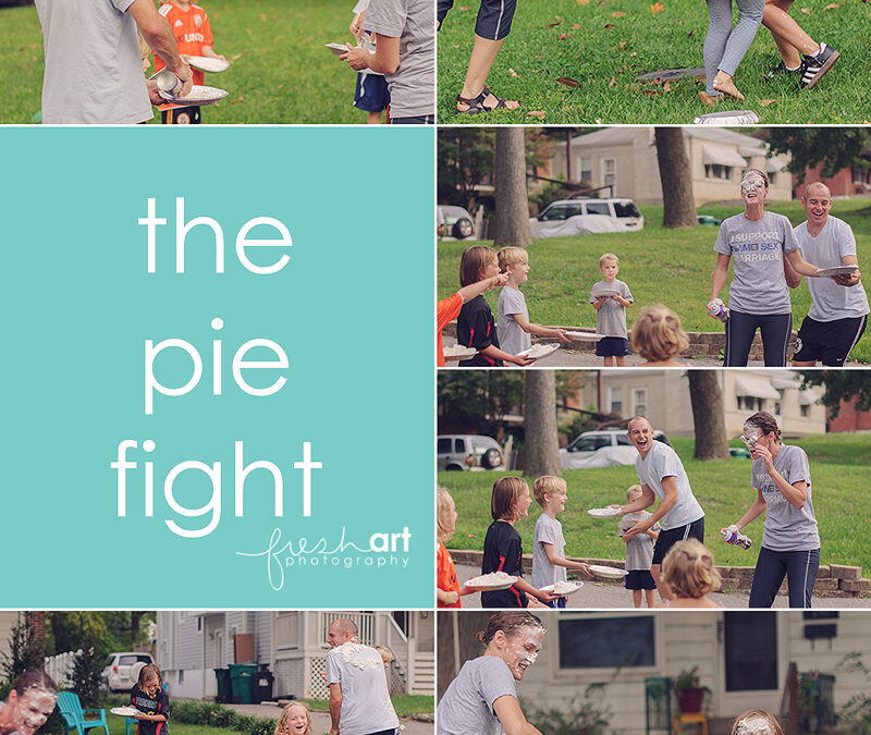 our whipped cream pie fight | St. Lous Family Photography